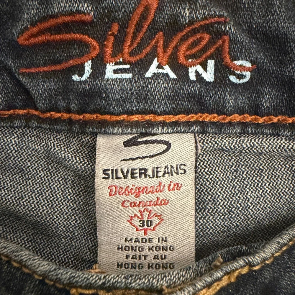 Silver Jeans Flare Leg Distressed Medium Wash Denim Jeans Size 30 Low Rise - Picture 7 of 10